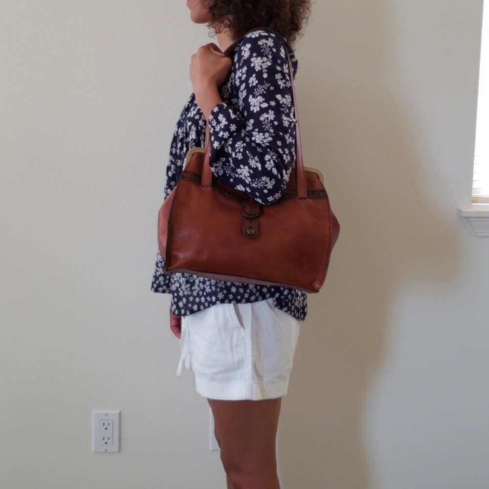 Patricia Nash Italian Leather Cognac handbag